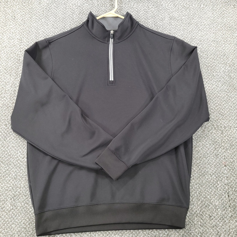 F&G Tech Mens Golf Pullover Large Black Quarter Zip Performance Sweatshirt L